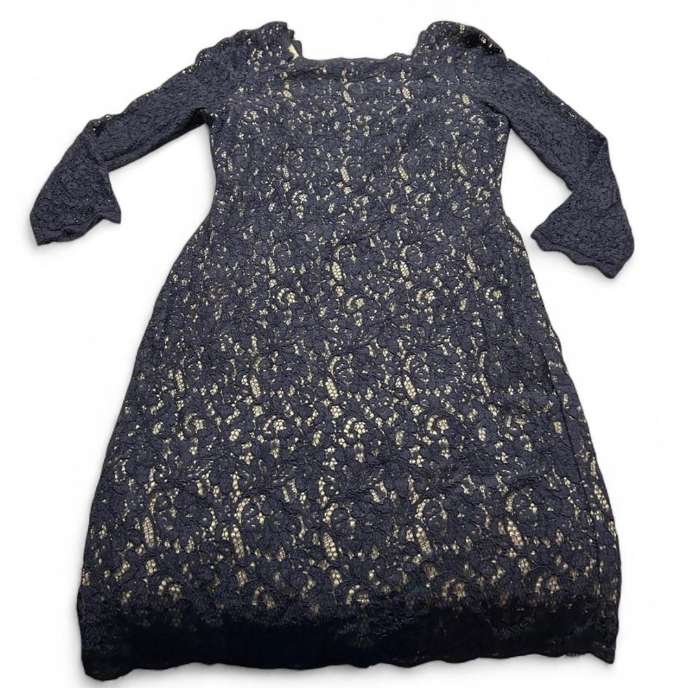 Adrianna Papell Navy Lace Evening Dress
